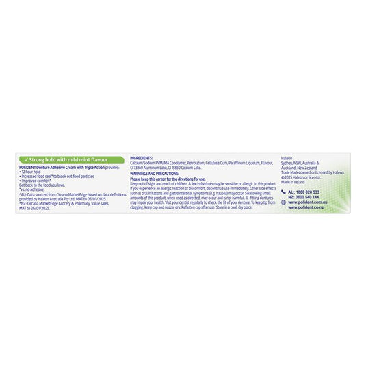 Polident Denture Adhesive Cream Fresh Mint 60g
