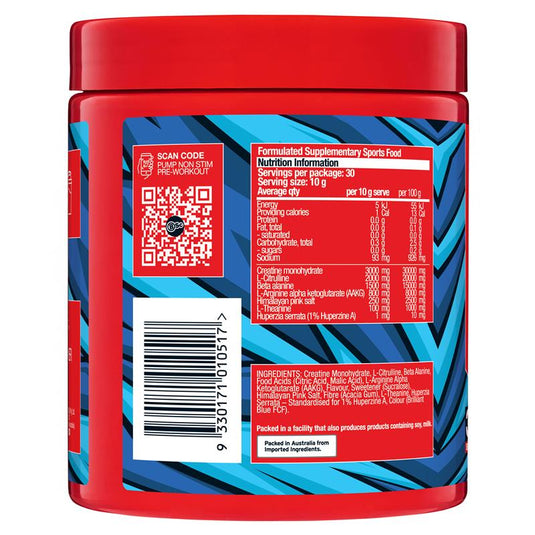BSc Pump Non Stim Pre-Workout Blue Sour Straps 300g