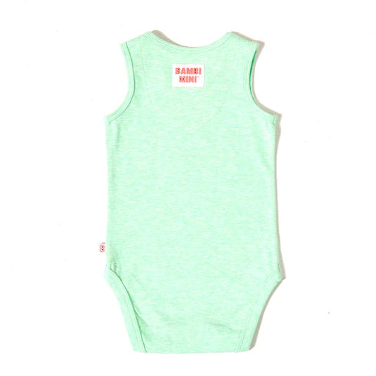 Bambi Mini Co. Supersinglet Bodysuit Boys Green Croc and Triangles 2 pack 0-3