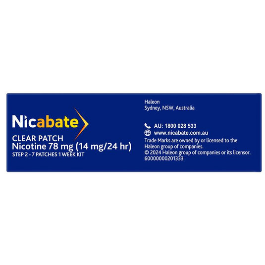 Nicabate Clear Patch Quit Smoking Step 2 14mg 7 Patches