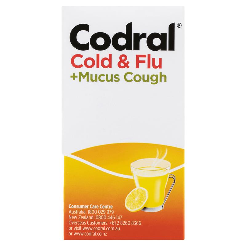 Load image into Gallery viewer, Codral Cold &amp; Flu + Mucus Cough Max Strength Hot Drink Oral Powder Lemon 10 Pack
