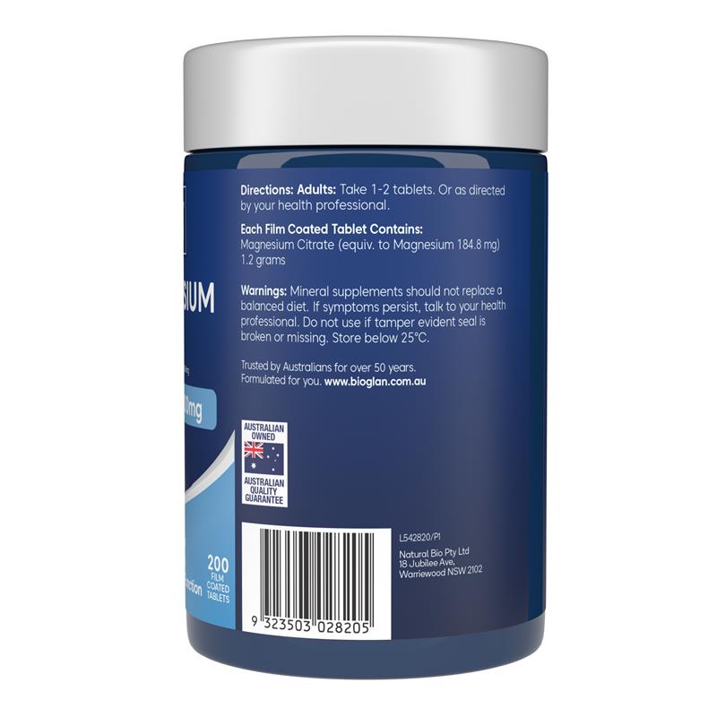 Load image into Gallery viewer, Bioglan Active Magnesium Citrate 200 Tablets
