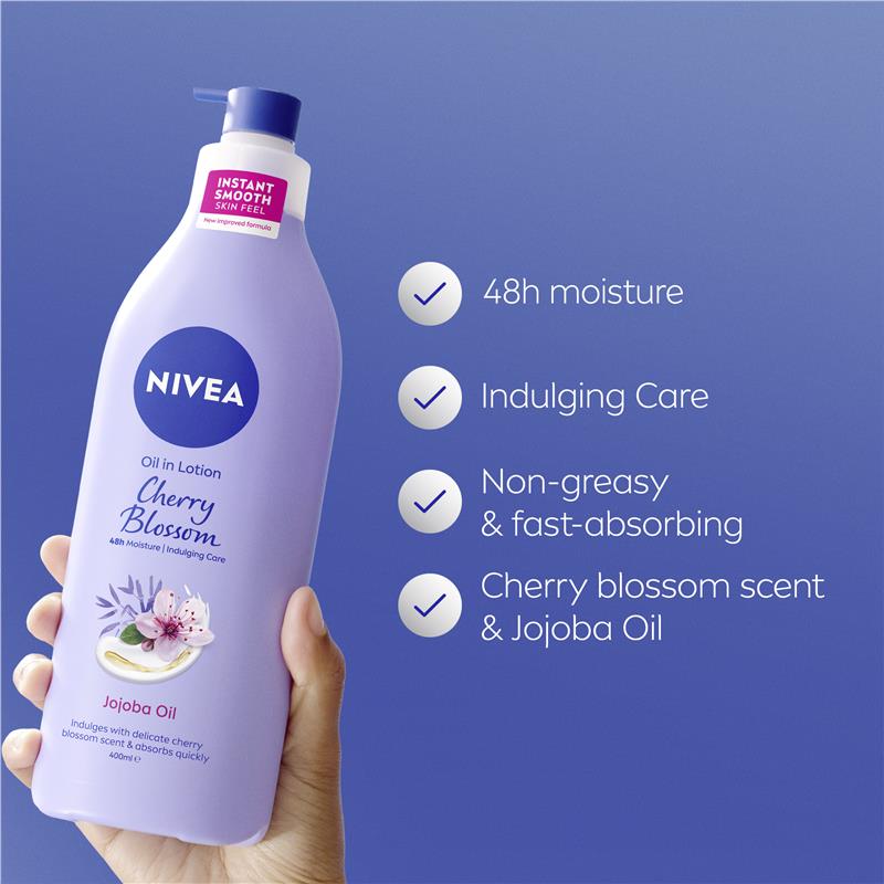 Load image into Gallery viewer, NIVEA Oil In Lotion Body Lotion Cherry Blossom &amp; Jojoba 400ml
