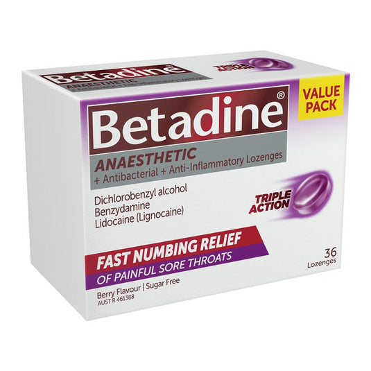 Betadine Sore Throat Anaesthetic Berry 36 Lozenges