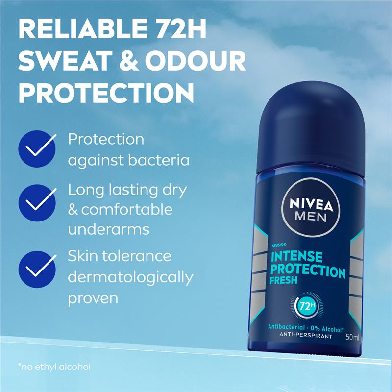 Load image into Gallery viewer, NIVEA MEN Intense Protection Fresh Roll On Deodorant 72H Protection 50ml
