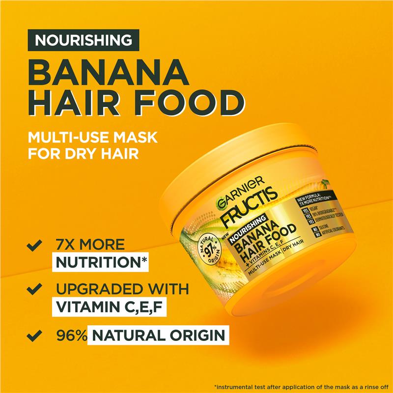 Load image into Gallery viewer, Garnier Fructis Hair Food Nourishing Banana 3-in-1 Mask Treatment For Dry Hair 390ml
