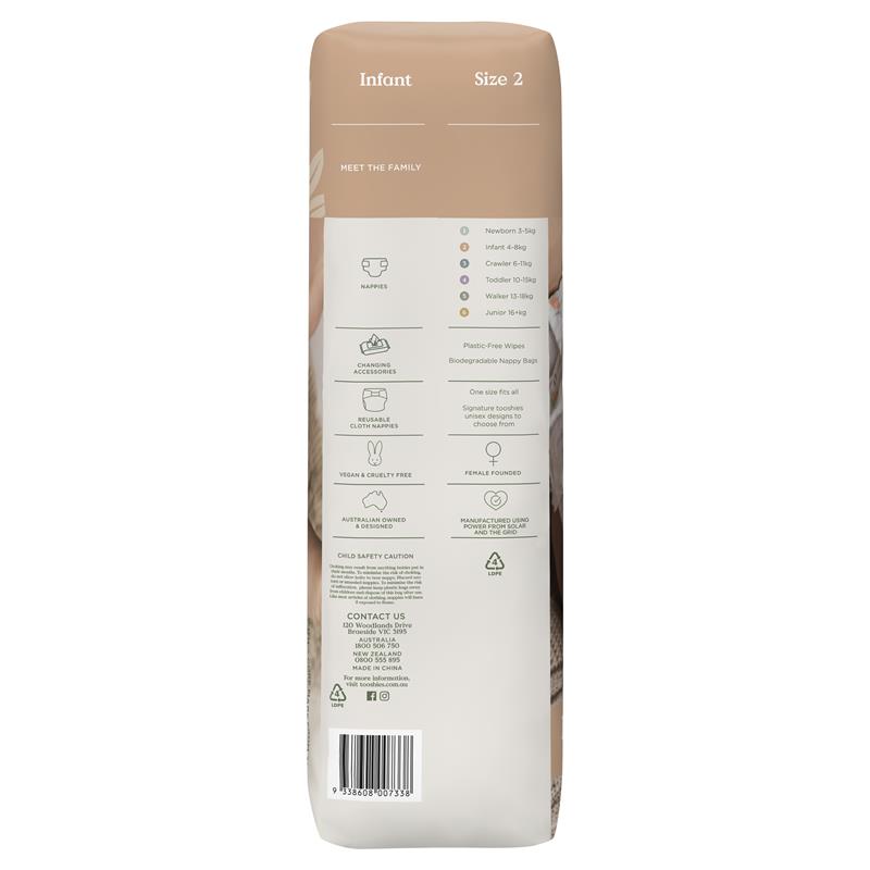 Load image into Gallery viewer, Tooshies Eco Nappies with Organic Bamboo Size 2 Infant 4-8kg, 48 Pack
