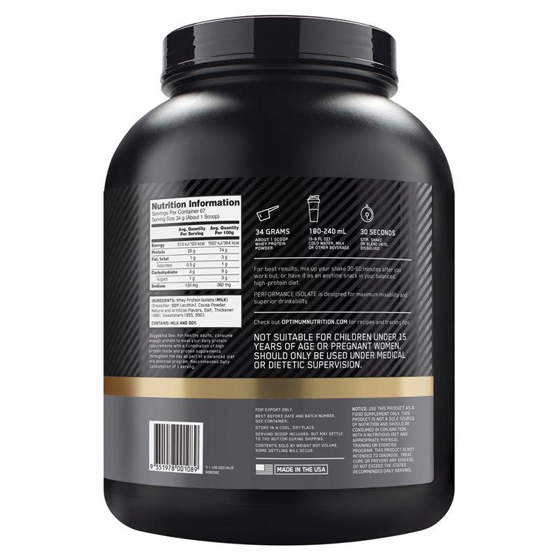 Load image into Gallery viewer, Optimum Nutrition Isolate Chocolate Milkshake 2.28kg
