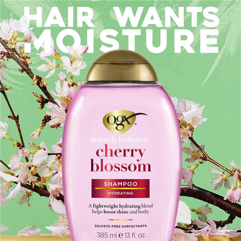 Load image into Gallery viewer, Ogx Heavenly Hydration + Shine Cherry Blossom Shampoo For Thin And Fine Hair 385mL
