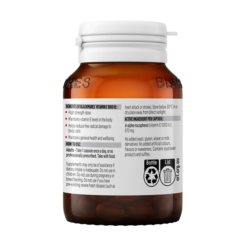 Load image into Gallery viewer, Blackmores Vitamin E 1000IU 30 Capsules

