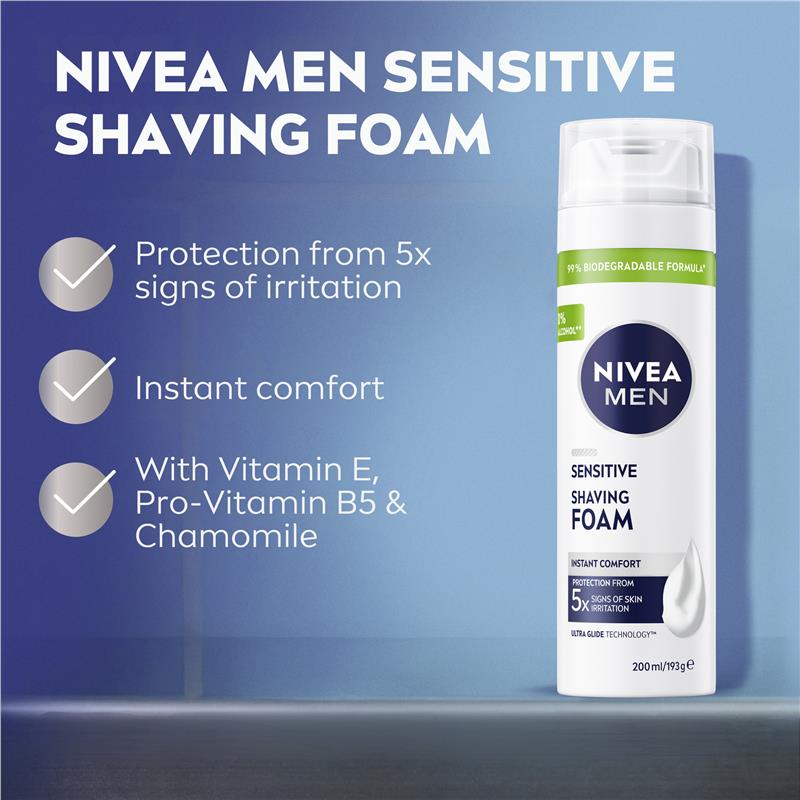 Load image into Gallery viewer, NIVEA MEN Sensitive Shaving Foam Instant Protection 200ml
