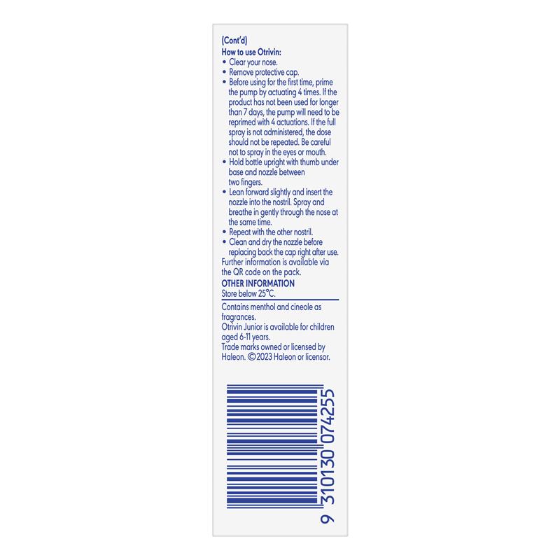 Load image into Gallery viewer, Otrivin Adult Nasal Spray Menthol 10ml
