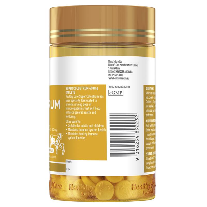 Load image into Gallery viewer, Healthy Care Super Colostrum 400mg 200 Chewable Tablets
