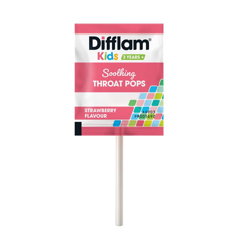 Load image into Gallery viewer, Difflam Soothing Throat Pops Strawberry 10 pack
