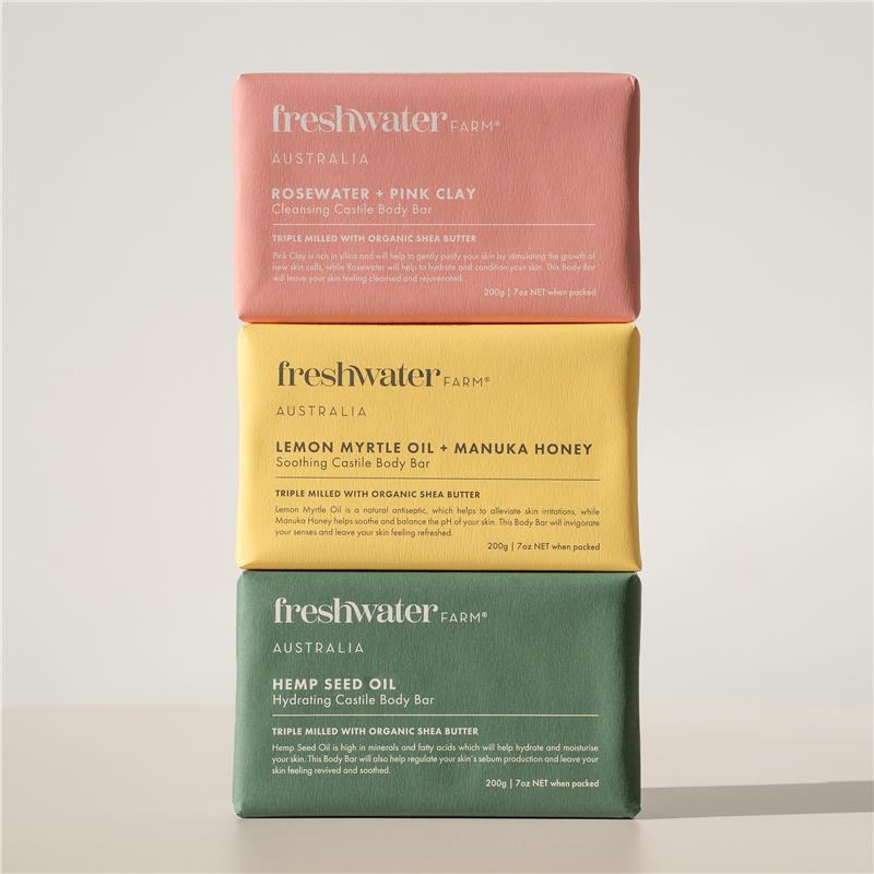 Load image into Gallery viewer, Freshwater Farm Lemon Myrtle Oil + Manuka Honey Body Bar 200g
