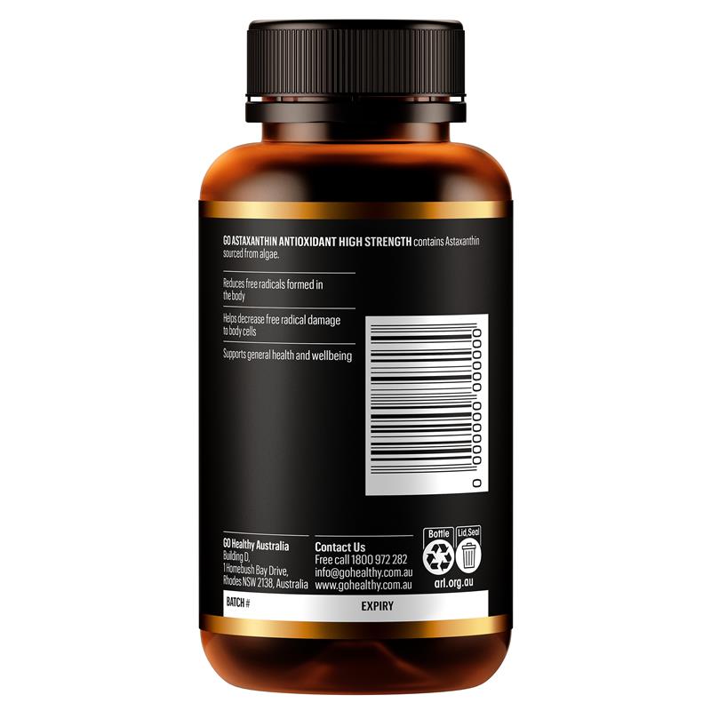 Load image into Gallery viewer, GO Healthy Astaxanthin Antioxidant High Strength 90 Soft Capsules Exclusive Size
