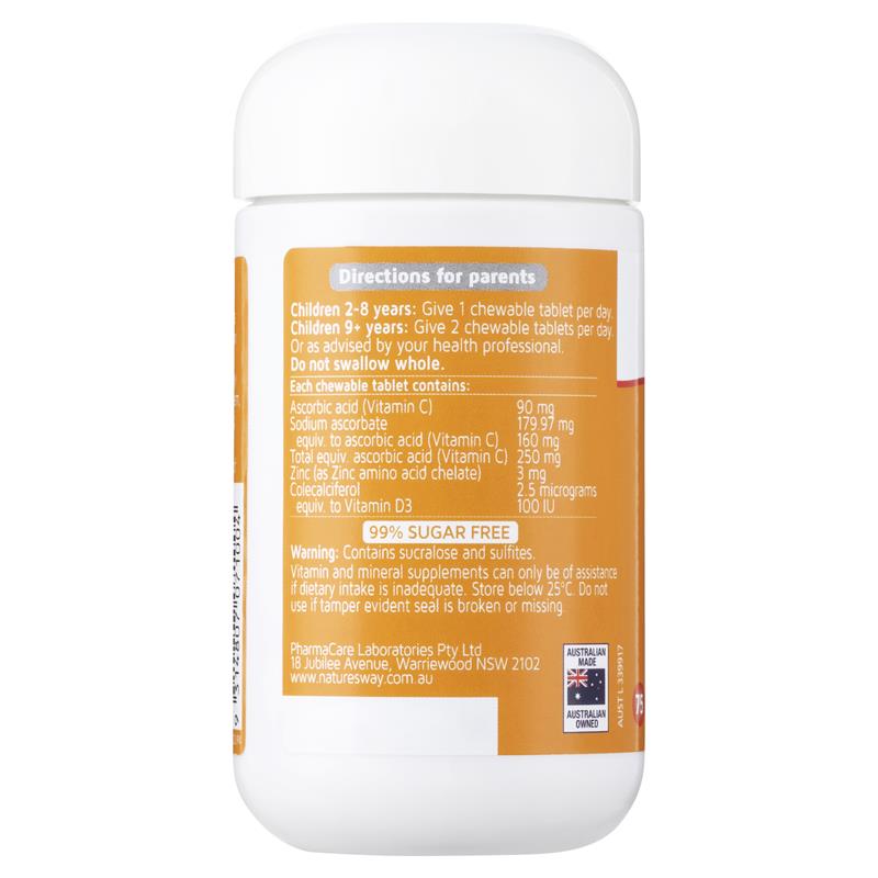 Load image into Gallery viewer, Nature's Way Kids Smart Vitamin C + Zinc + D 75 Chewable Tablets
