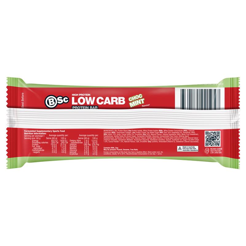 Load image into Gallery viewer, BSc High Protein Low Carb Bar Choc Mint 60g
