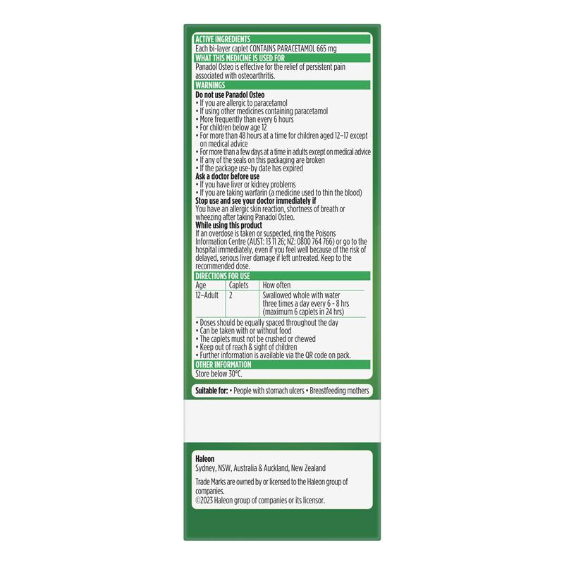 Load image into Gallery viewer, Panadol Osteo Paracetamol Pain Relief 665mg 96 Caplets (S3)
