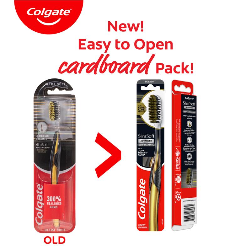 Load image into Gallery viewer, Colgate Toothbrush Slim Soft Advanced Gold Charcoal Ultra Soft
