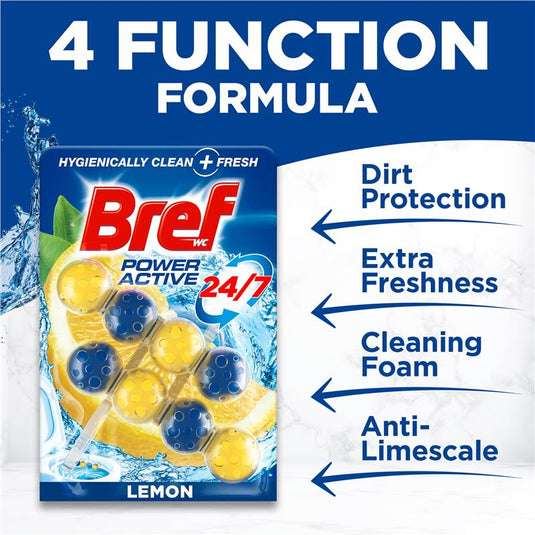 Bref Power Active Toilet Cleaner Block Lemon Twin Pack 100g
