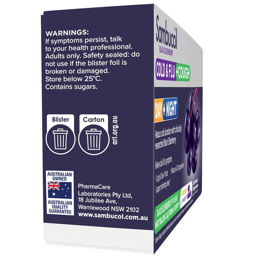 Sambucol Cold & Flu + Cough Day & Night 24 Capsules