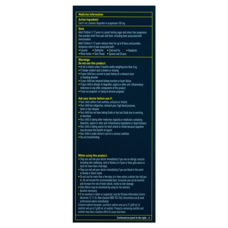 Load image into Gallery viewer, Advil Pain &amp; Fever Suspension 200mL
