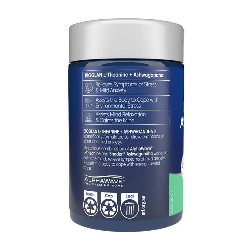 Load image into Gallery viewer, Bioglan L-Theanine + Ashwagandha 50 Capsules
