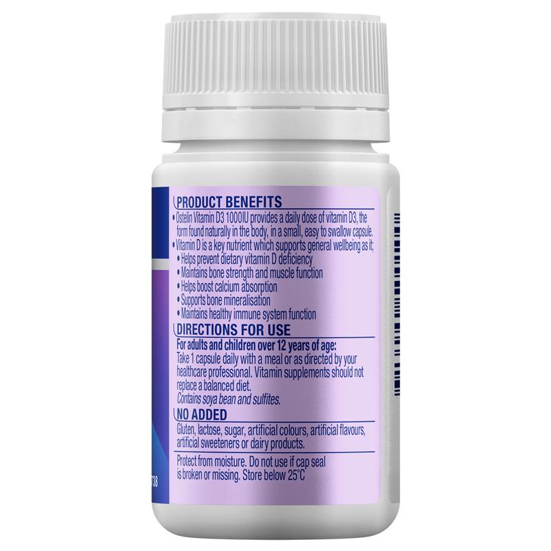 Load image into Gallery viewer, Ostelin Vitamin D3 1000IU 60 Capsules
