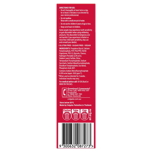 Colgate Toothpaste Optic White Luminous High Impact Teeth Whitening 85g