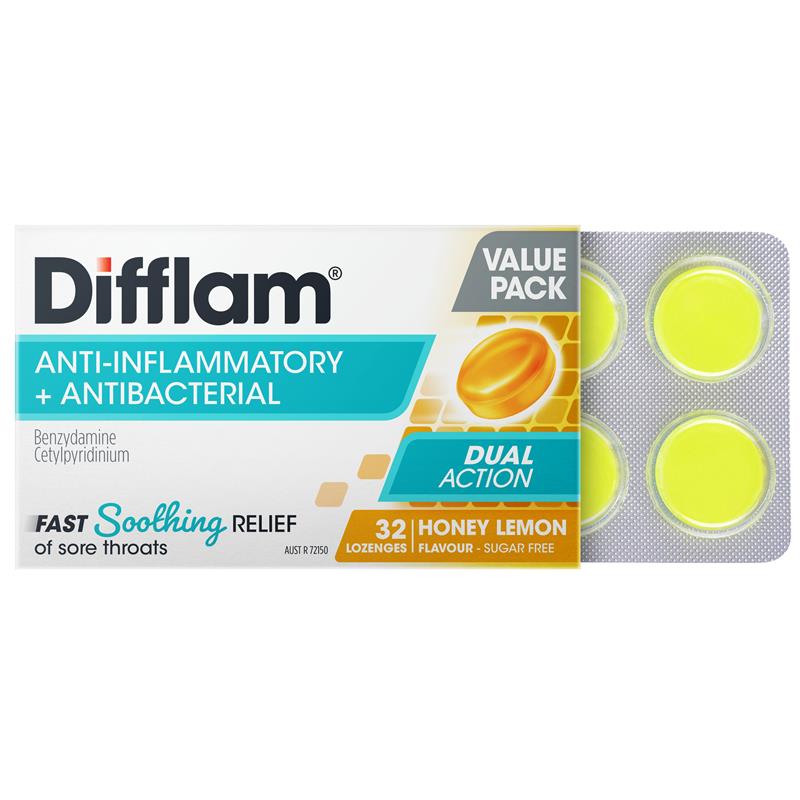 Load image into Gallery viewer, Difflam Sore Throat Sugar Free Honey And Lemon 32 Lozenges
