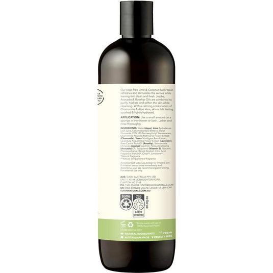 Sukin Botanical Body Wash Lime & Coconut 500ml