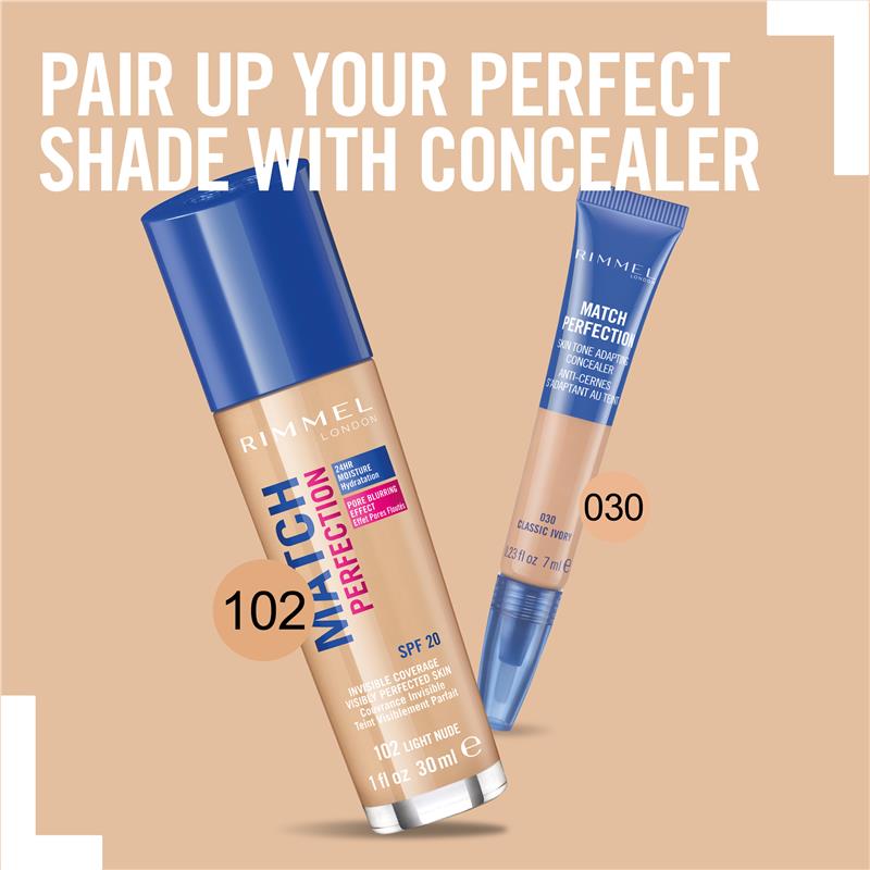 Load image into Gallery viewer, Rimmel Match Perfection 102 Light Nude
