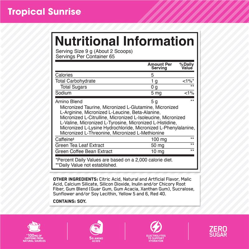 Load image into Gallery viewer, Optimum Nutrition Amino Energy Tropical Sunrise 65 Serves 585g
