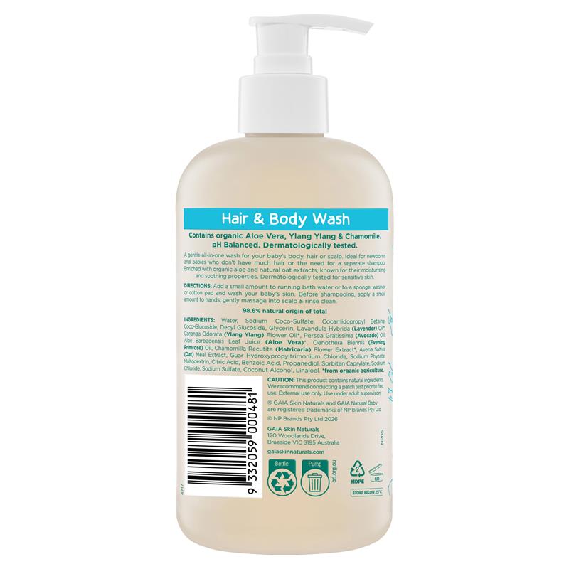 Load image into Gallery viewer, Gaia Natural Baby Hair &amp; Body Wash 500ml
