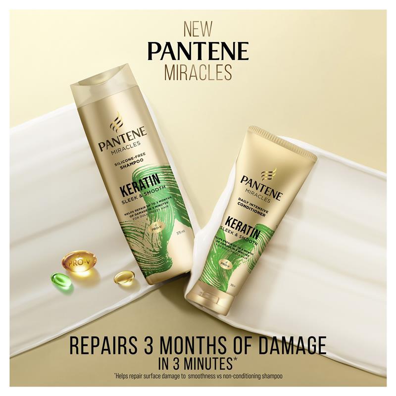 Load image into Gallery viewer, Pantene Miracles Keratin Smooth &amp; Sleek Shampoo 375ml
