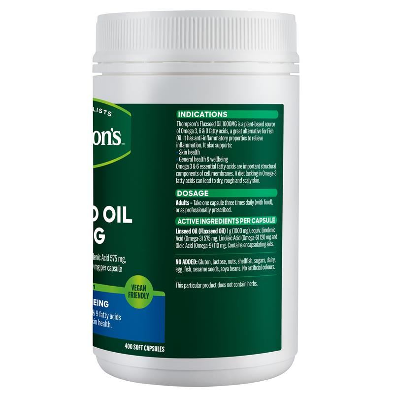 Load image into Gallery viewer, Thompson's Flaxseed Oil 1000mg 400 Vegi-Caps
