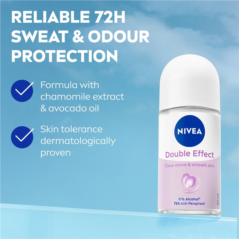 Load image into Gallery viewer, NIVEA Double Effect Roll On Deodorant 72H Protection 50ml
