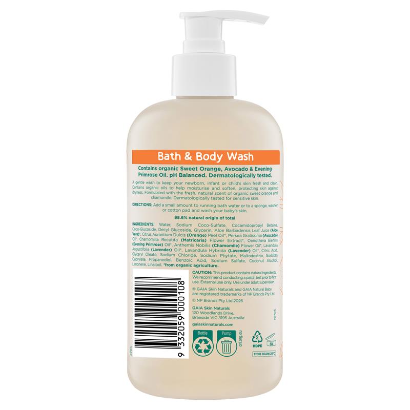 Load image into Gallery viewer, Gaia Natural Baby Bath &amp; Body Wash 500ml Pump

