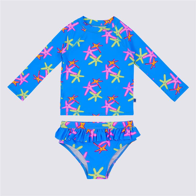 Load image into Gallery viewer, Bambi Mini Co. x SWIM - Kids Splash Happy Rashie and Pant set  -  Periwinkle Starfish Print - 2 - 3 Years
