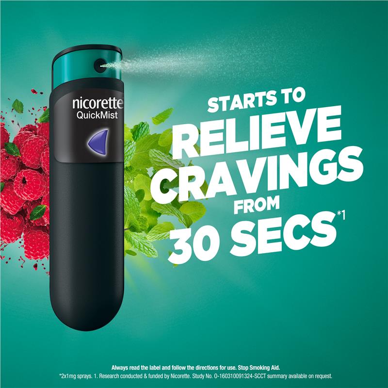 Load image into Gallery viewer, Nicorette Quit Smoking QuickMist Nicotine Mouth Spray Freshmint 2 x 150 Pack
