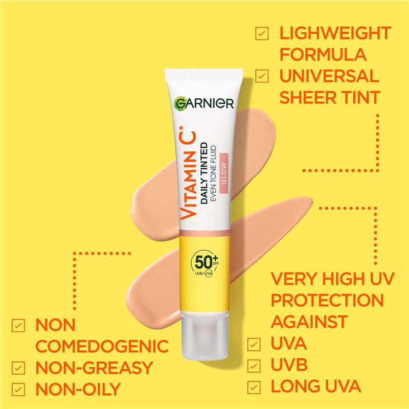 Load image into Gallery viewer, Garnier Vitamin C Glow Daily Tinted Eventone Fluid SPF 50+ 40ml
