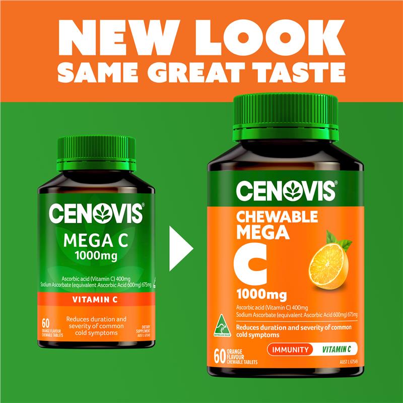 Load image into Gallery viewer, Cenovis Mega C 1000mg Orange Flavour 60 Tablets

