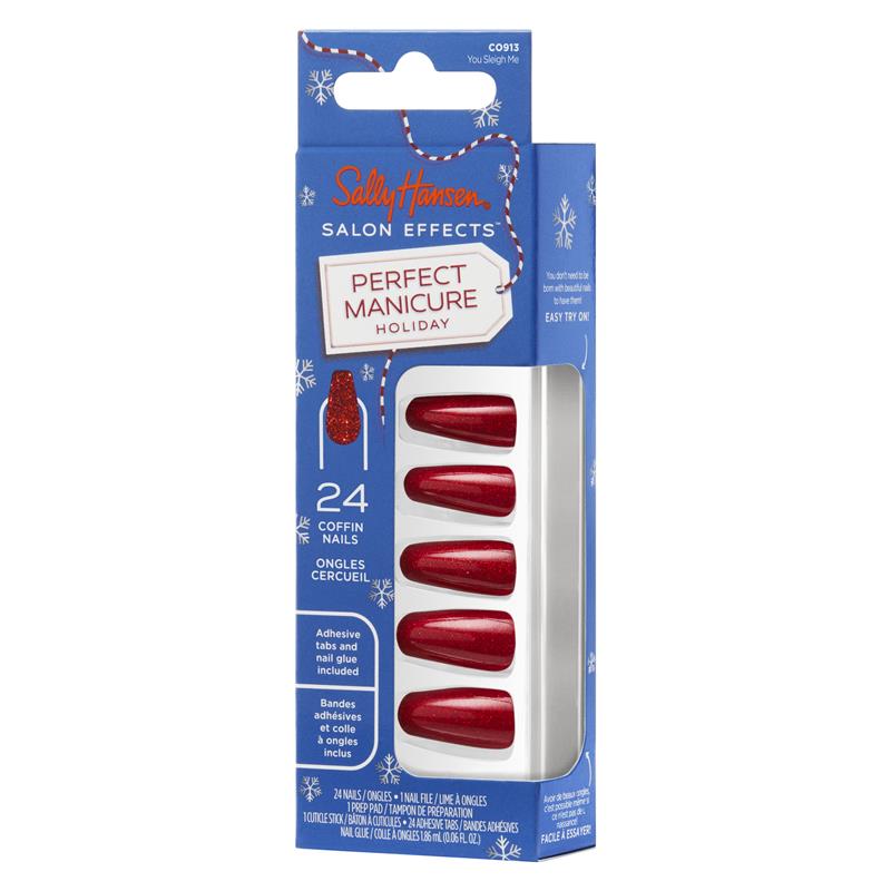 Load image into Gallery viewer, Sally Hansen Salon Effects Perfect Manicure 24 Press On Nails Once Upon A Holiday Collection You Sleigh Me
