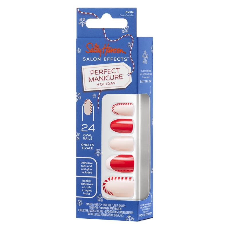 Load image into Gallery viewer, Sally Hansen Salon Effects Perfect Manicure 24 Press On Nails Once Upon A Holiday Collection Santa Sweetie
