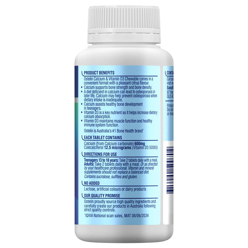 Load image into Gallery viewer, Ostelin Calcium &amp; Vitamin D3 60 Chewable Tablets
