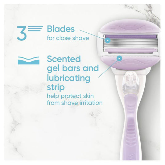Gillette Venus ComfortGlide Fressia Razor Handle + 2 Blades