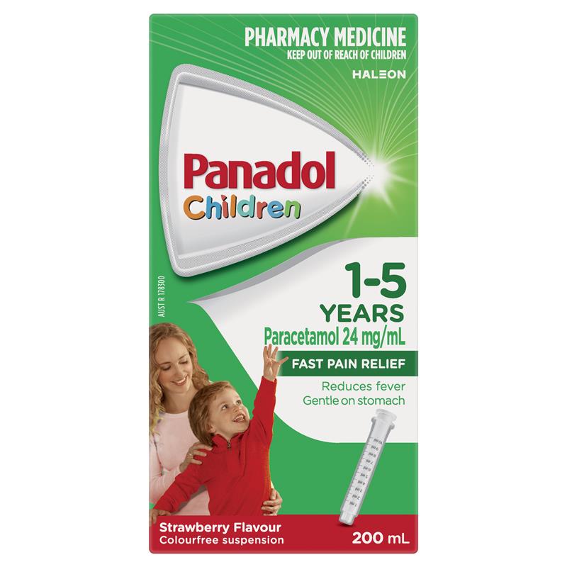Load image into Gallery viewer, Panadol Children 1-5 Years Suspension Fever &amp; Pain Relief Strawberry Flavour 200ml
