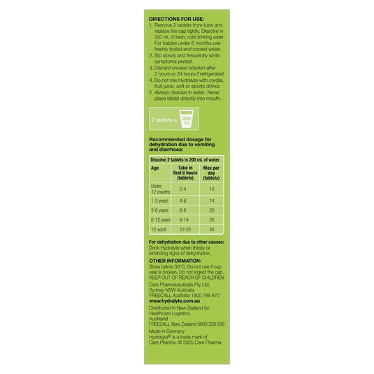 Hydralyte Effervescent Lemon Lime Electolyte Tablets 20 Pack