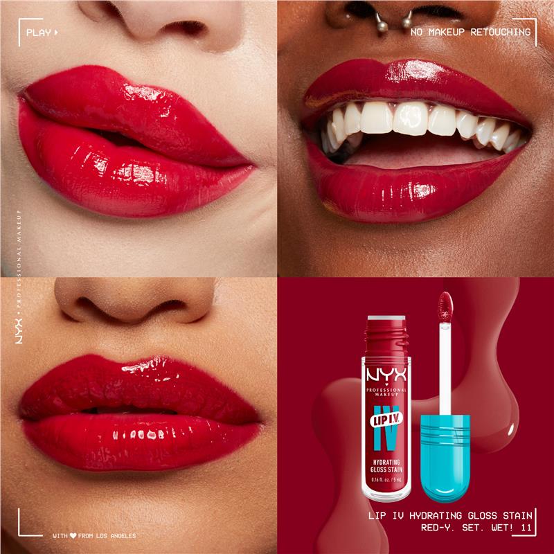 Load image into Gallery viewer, NYX Lip IV Hydrating Gloss Stain Red-y Set Wet
